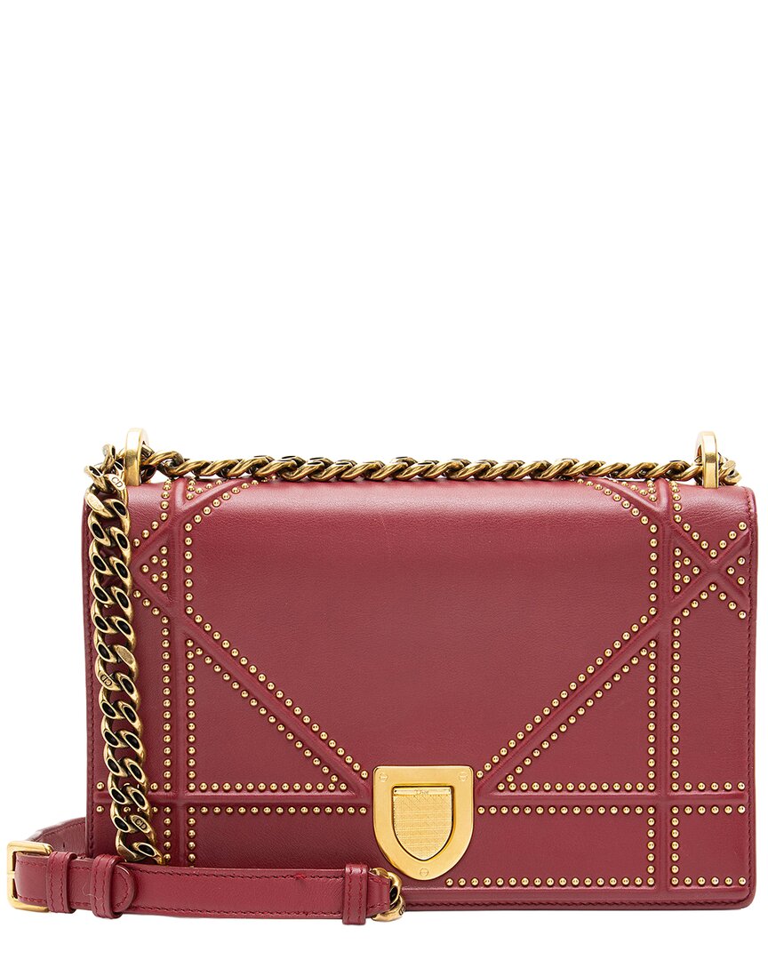 Dior Red Calfskin Ama Small Shoulder Bag (authentic Pre-loved) In Burgundy