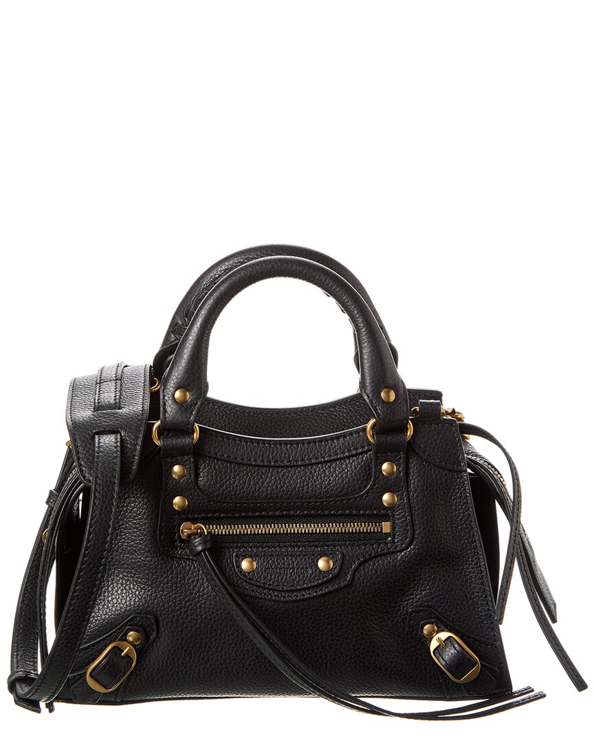 Shop Balenciaga Neo Classic Mini Leather Shoulder Bag In Black