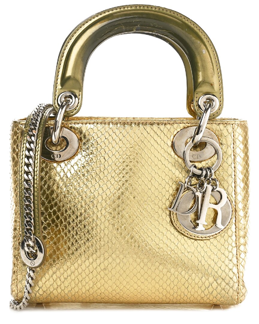Dior Gold Snakeskin Metallic Mini Lady  (authentic Pre-loved)