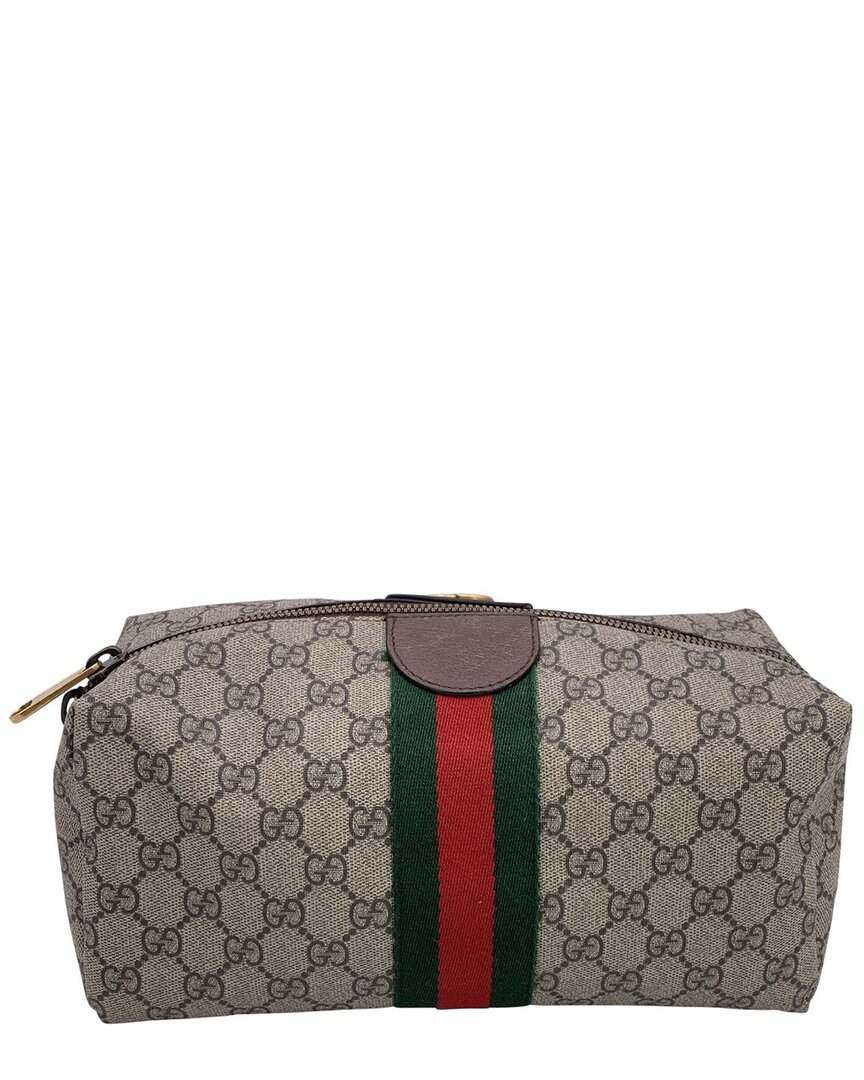 Gucci Beige Cotton Ophidia Clutch (authentic Pre-loved)