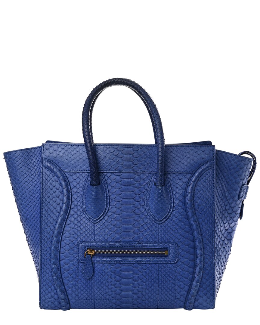 Celine Blue Snakeskin Mini Luggage (authentic Pre-loved) In Blue