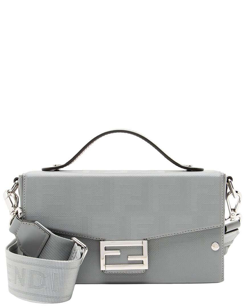Fendi Grey Embossed Leather