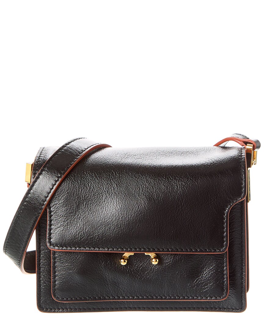 Marni Trunk Mini Leather Shoulder Bag In Black