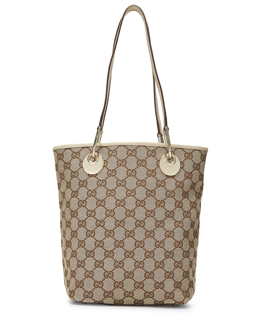 Gucci Eclipse Canvas Bucket Bag In Nude