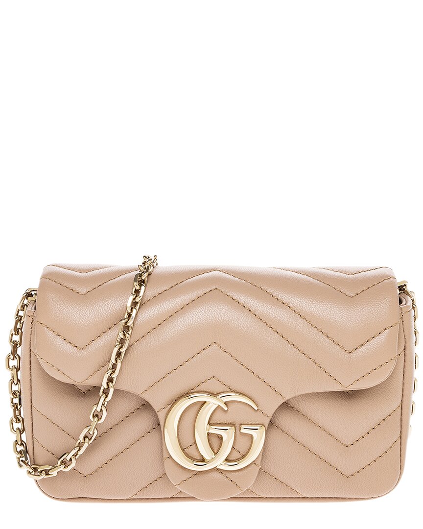 Gucci Gg Marmont Mini Leather Mini Bag In Beige