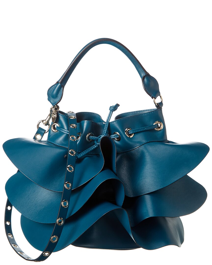 Image of RED Valentino Ruffle Leather Bucket Bag