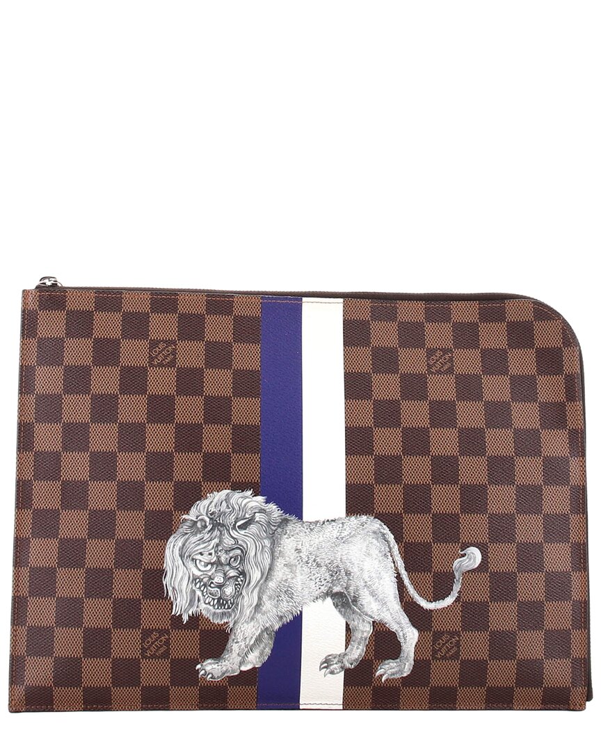 Pre-owned Louis Vuitton Brown Limited Edition Chapman Savane Damier Pochette Jour Gm  (authentic Pre-loved)