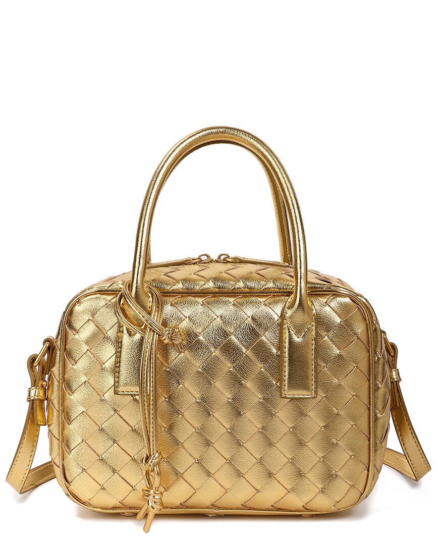 Tiffany & Fred Paris Woven Leather Top-handle Crossbody