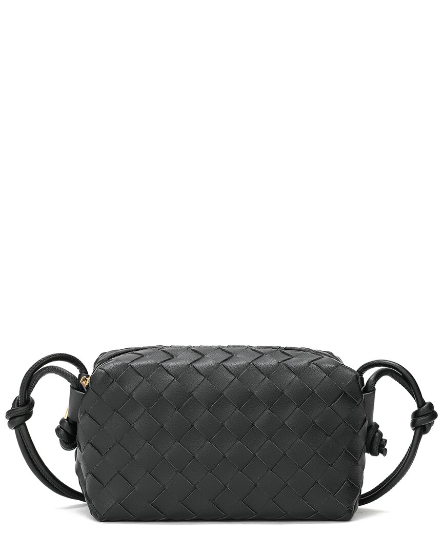 Tiffany & Fred Paris Woven Leather Crossbody In Black