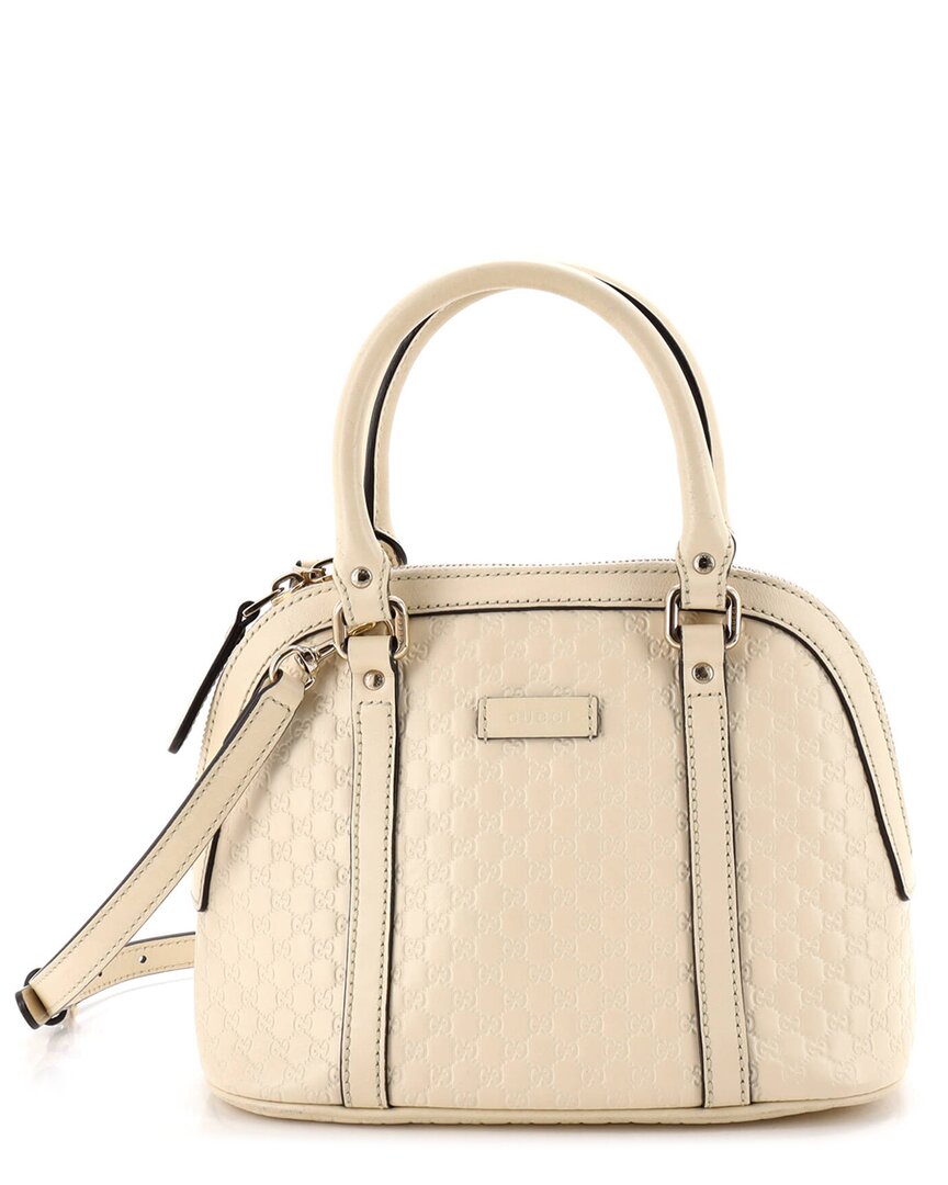 Pre-owned Gucci White Microssima Leather Convertible Dome Satchel Mini (authentic  Pre-loved)