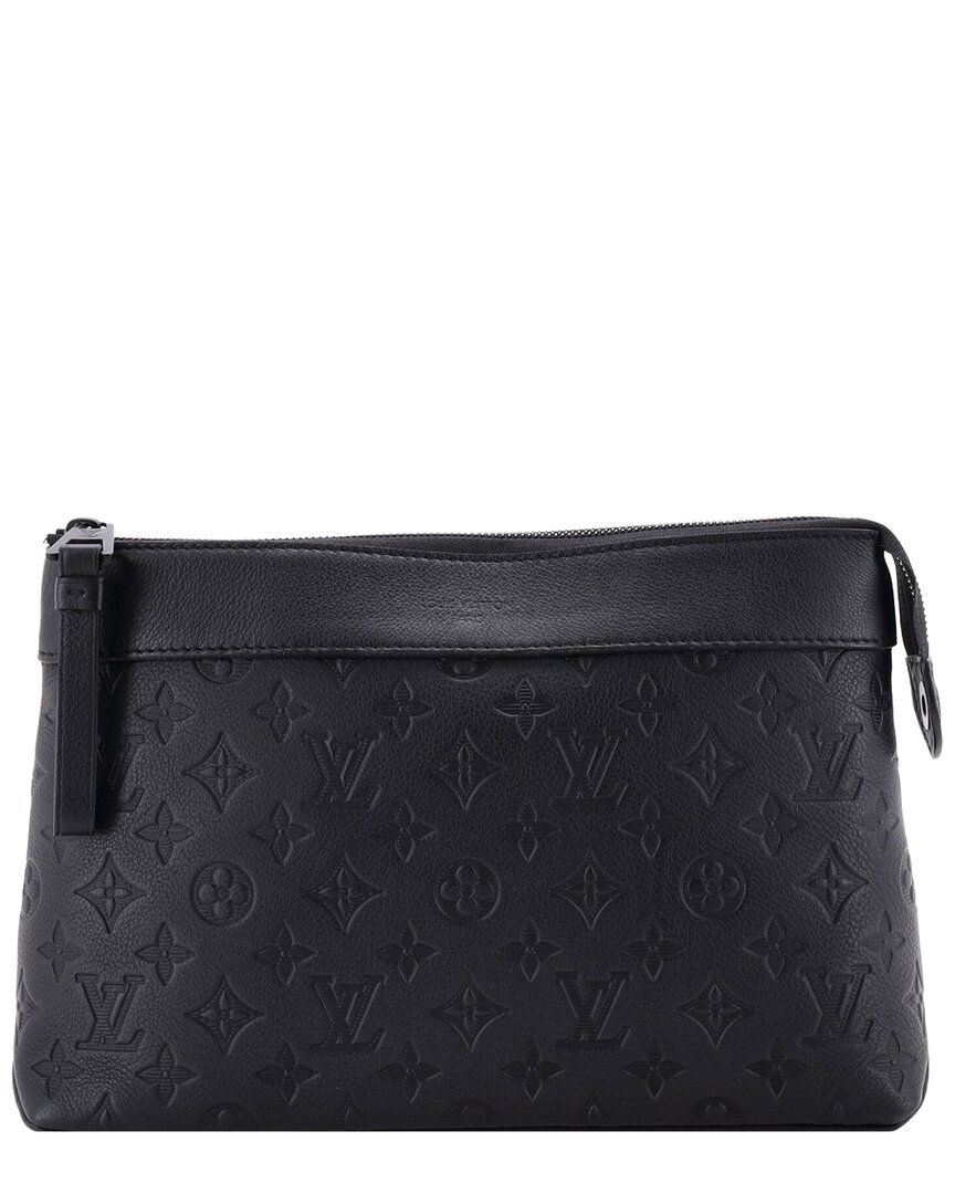 Pre-owned Louis Vuitton Black Souple Monogram Shadow Leather Pochette Voyage (authentic  Pre-loved)