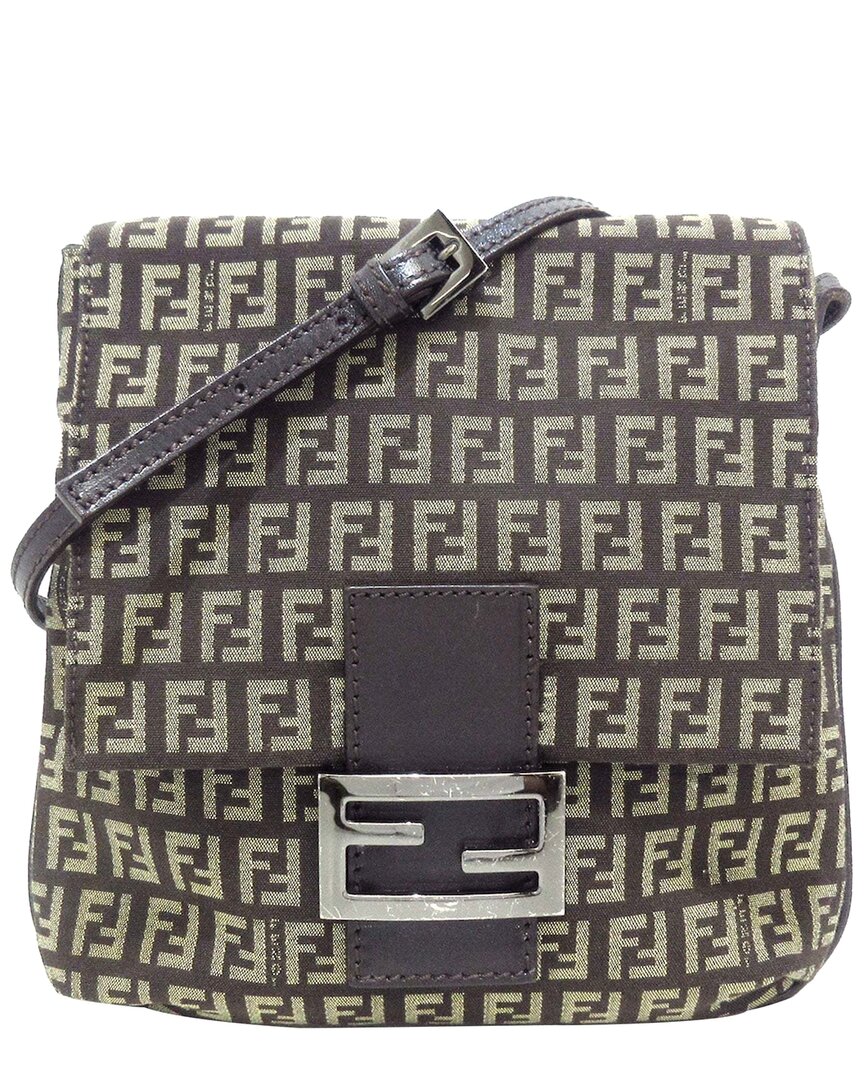 Fendi Brown Leather Zucchino Crossbody (authentic Pre-loved) In Multi