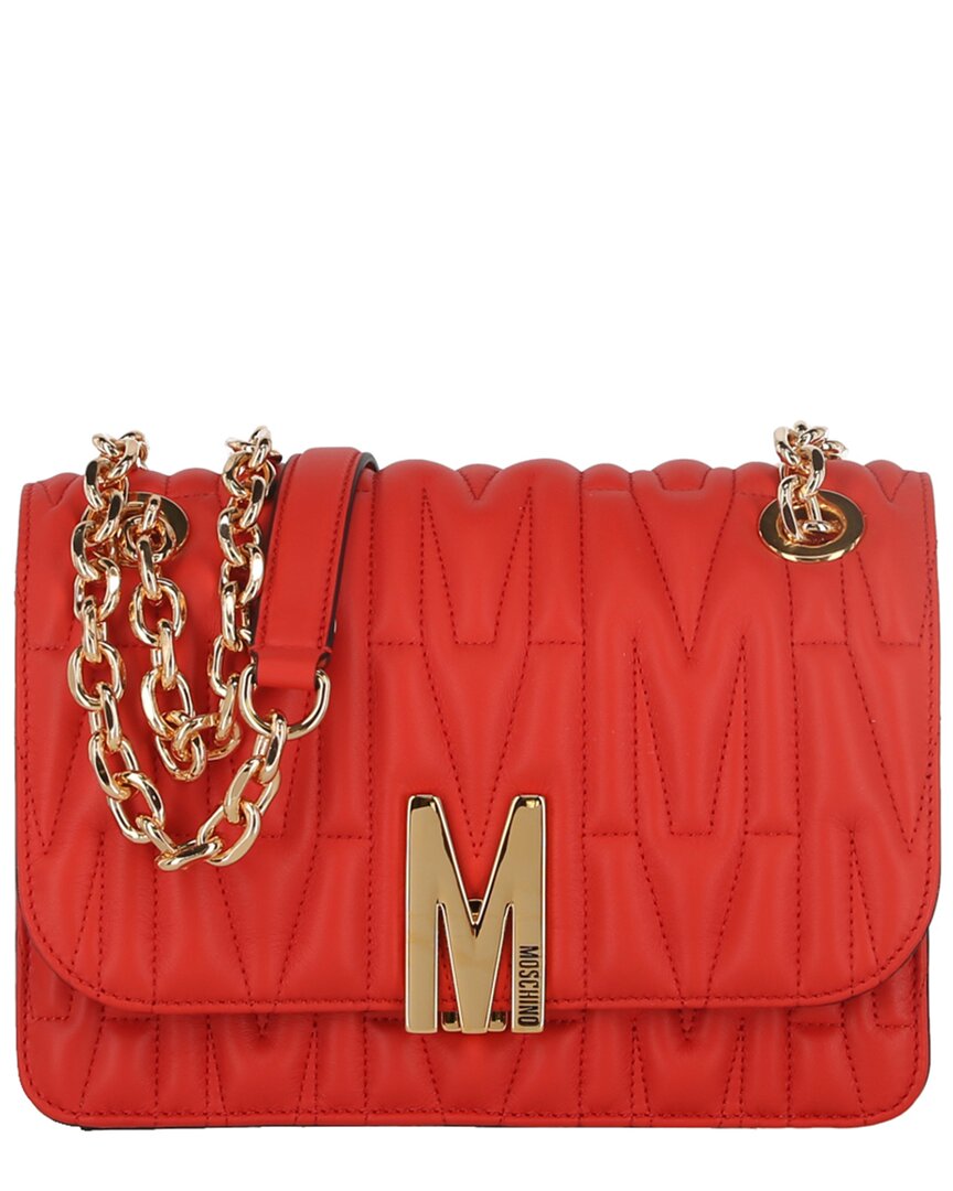 MOSCHINO MOSCHINO QUILTED M-LOGO LEATHER SHOULDER BAG