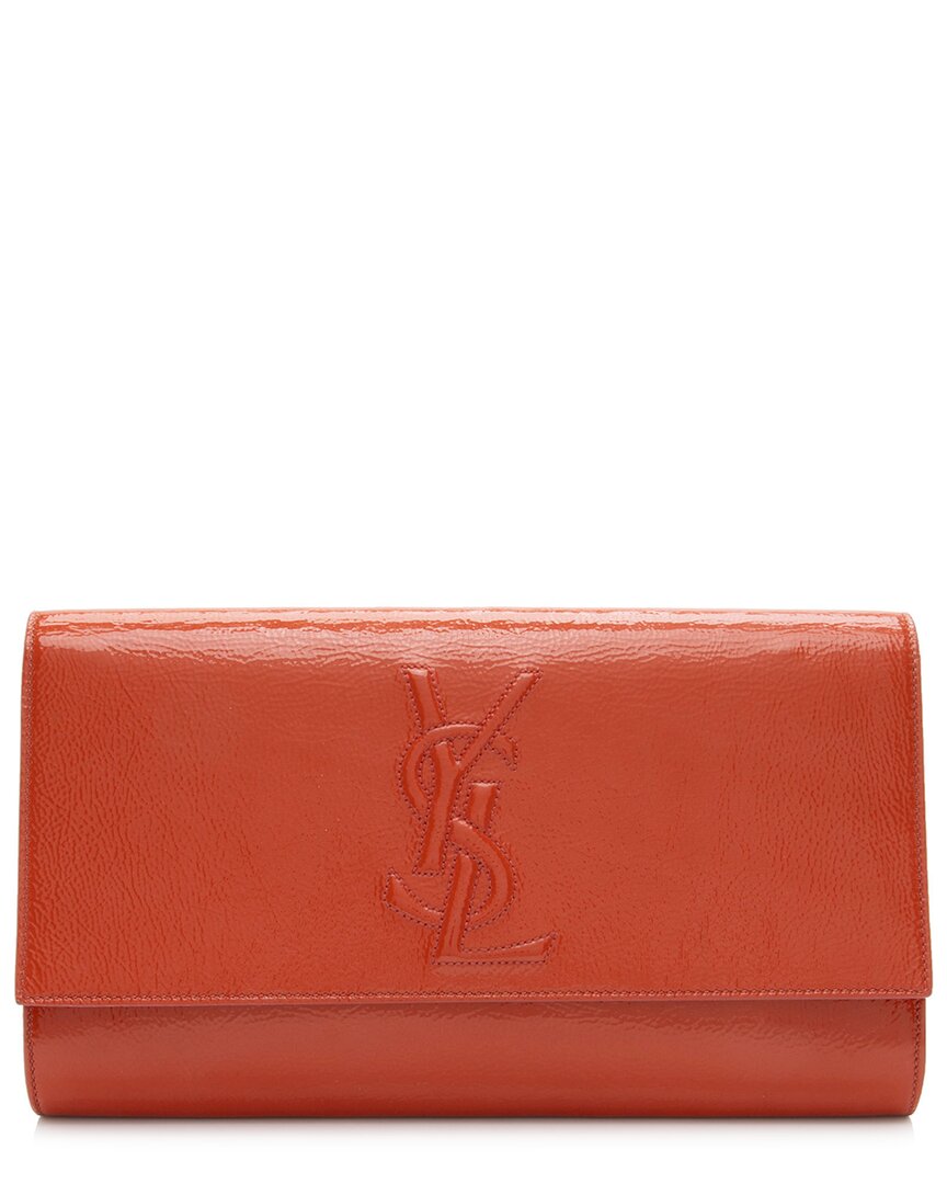 Saint Laurent Orange Patent Leather Kate Clutch (authentic Pre-loved)