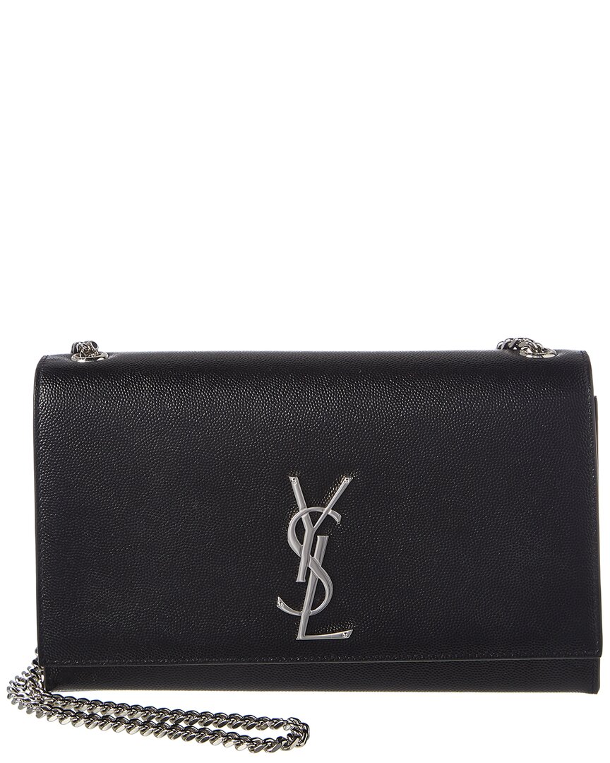 Saint Laurent Kate Monogram Medium Leather Shoulder Bag In Black