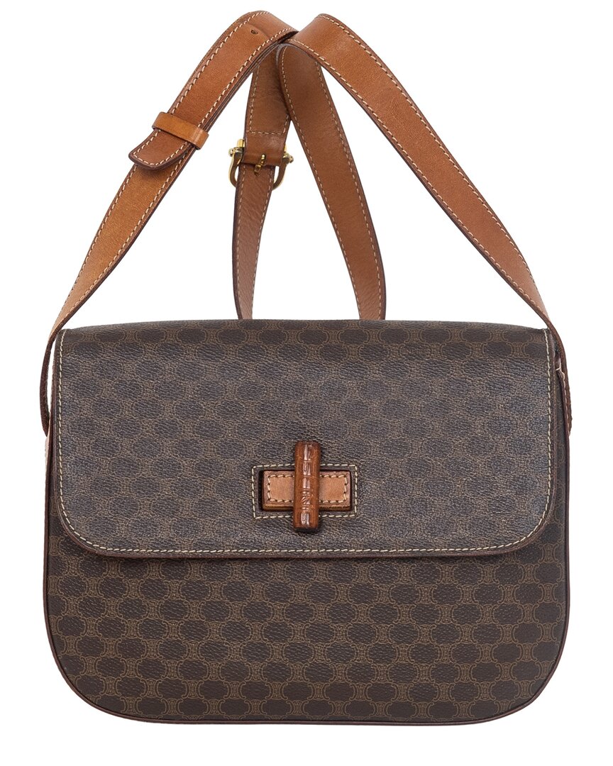 Celine Brown Macadam Coated Canvas Messenger (authentic Pre-loved)