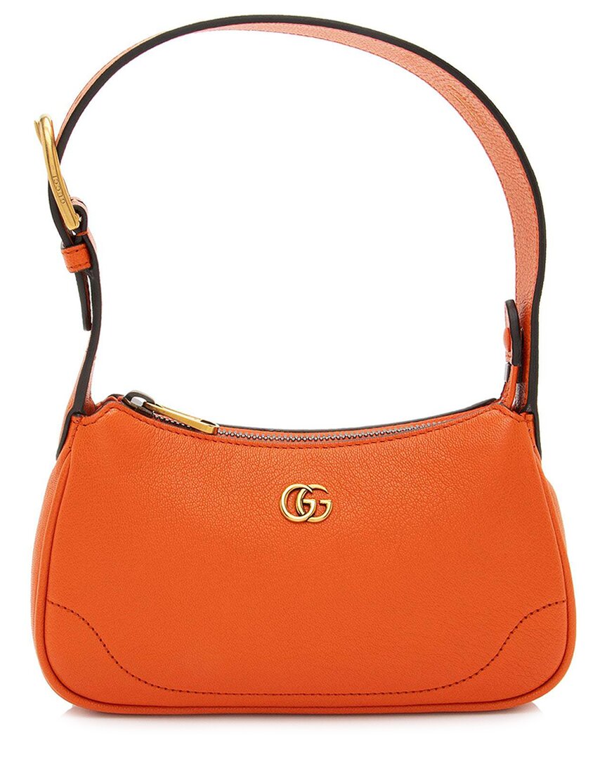 Gucci Goatskin Aphrodite Mini Shoulder Bag (authentic Pre-loved) In Orange