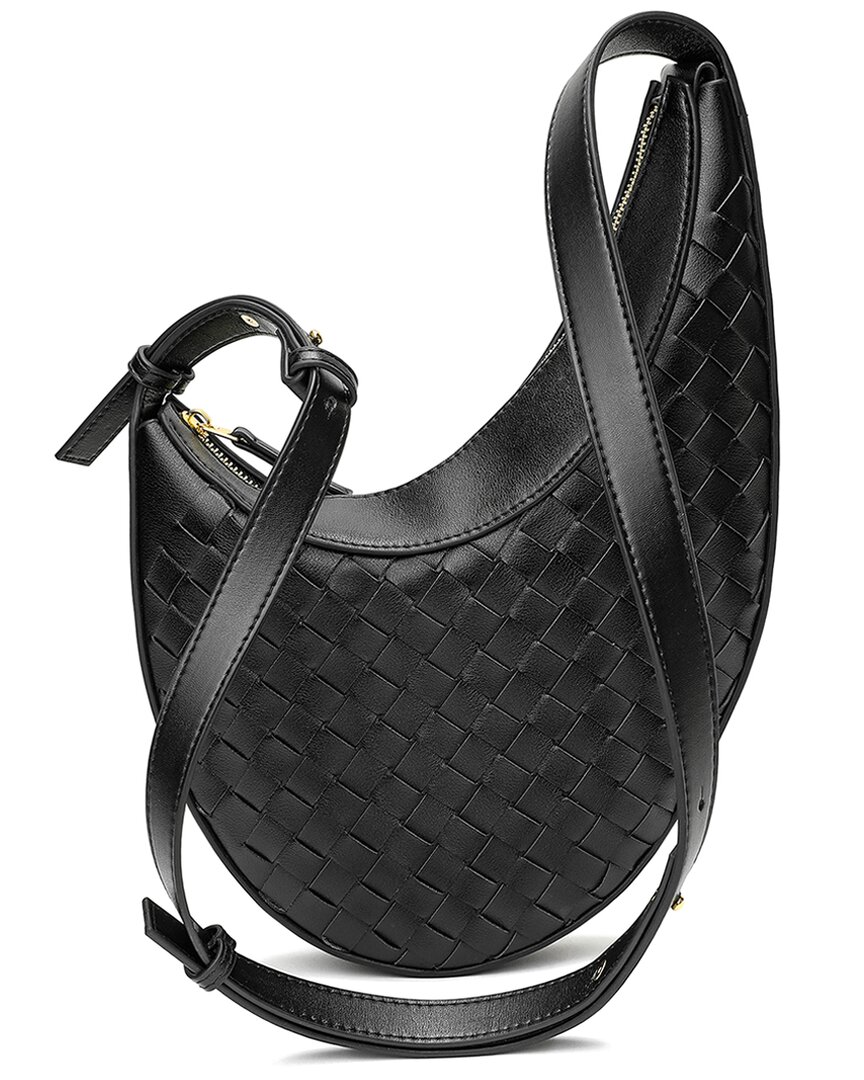 Tiffany & Fred Paris Woven Leather Shoulder Bag In Burgundy