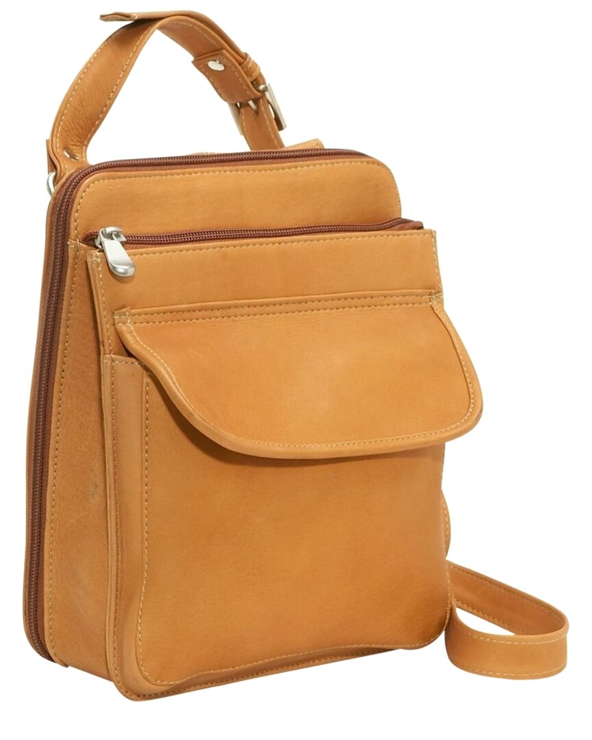 Le Donne Leather Structured Shoulder Bag- Tan In Brown
