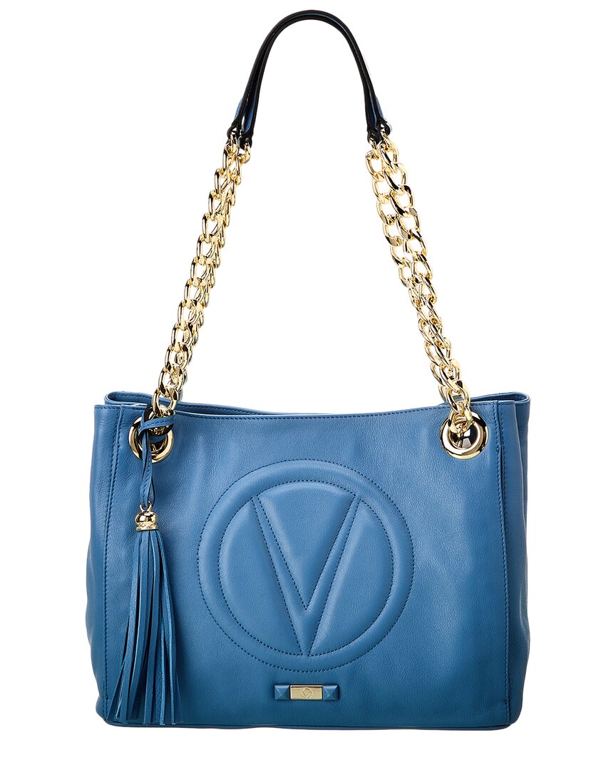 Shop Valentino By Mario Valentino Luisa Signature Leather Shoulder Bag In Blue