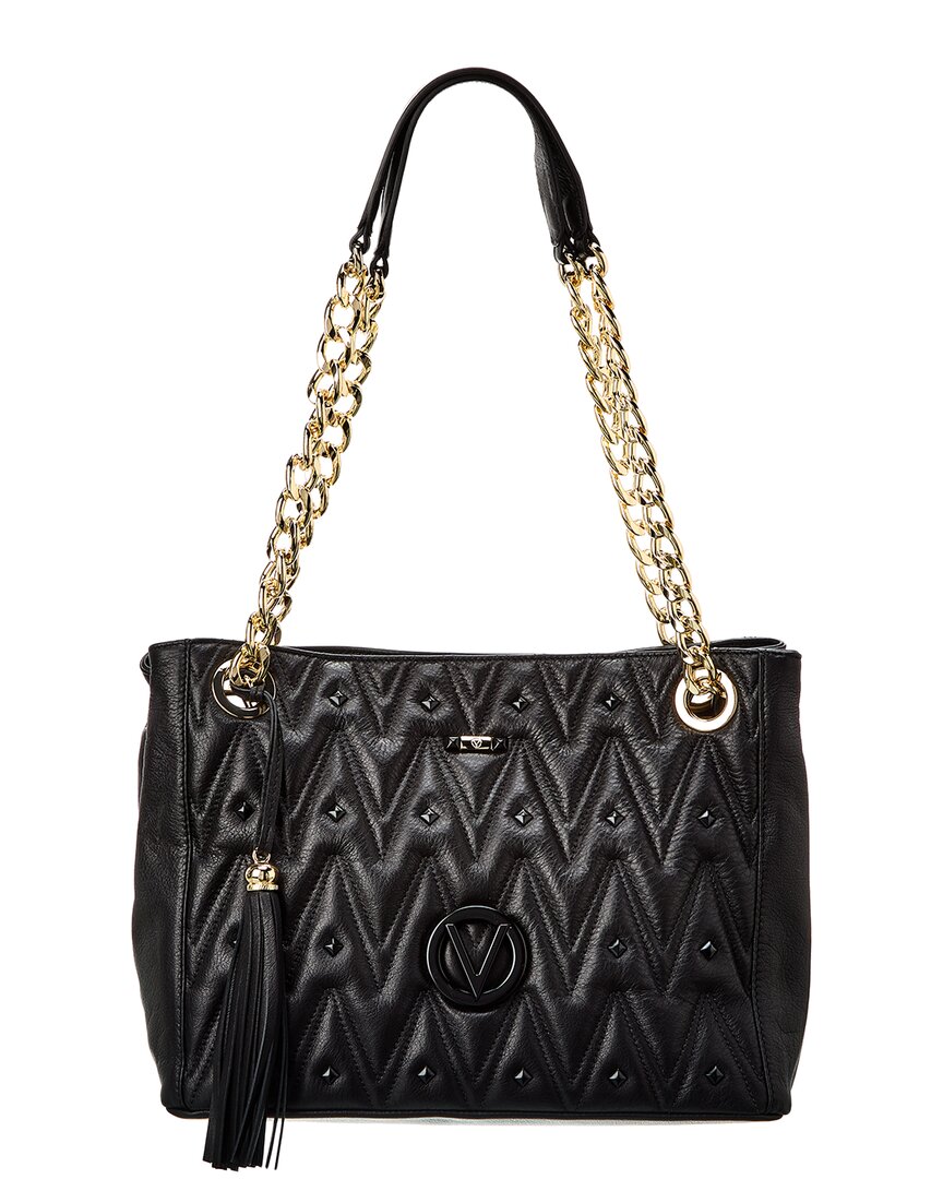 Shop Valentino By Mario Valentino Luisa Diamond Leather Shoulder Bag In Black