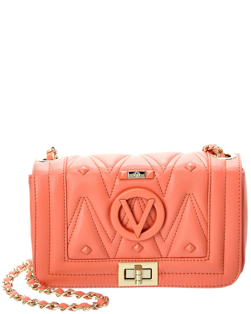 Shop Valentino By Mario Valentino Beatriz Diamond Leather Shoulder Bag In Orange