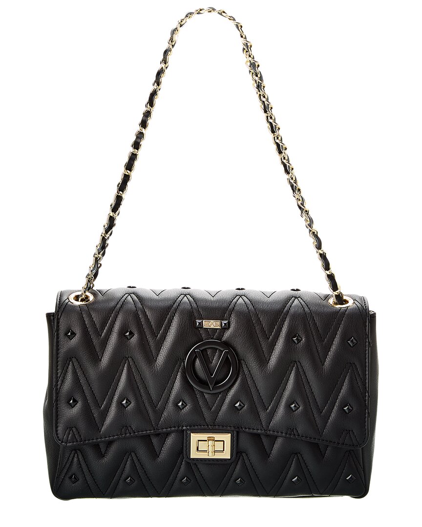 Shop Valentino By Mario Valentino Posh Diamond Leather Shoulder Bag In Black