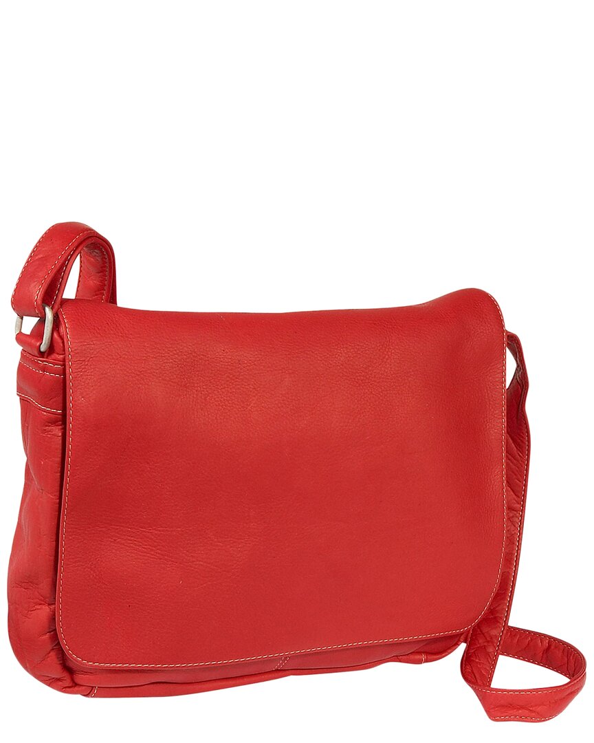 Le Donne Full Flap Leather Shoulder Bag In Red