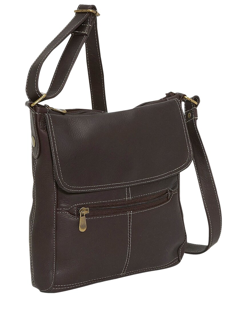 Le Donne Contrast Leather Crossbody In Brown