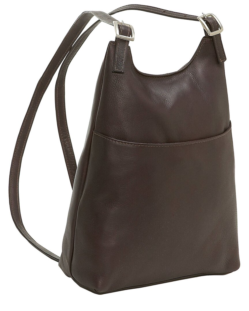 Le Donne Slim Sling Leather Backpack In Brown