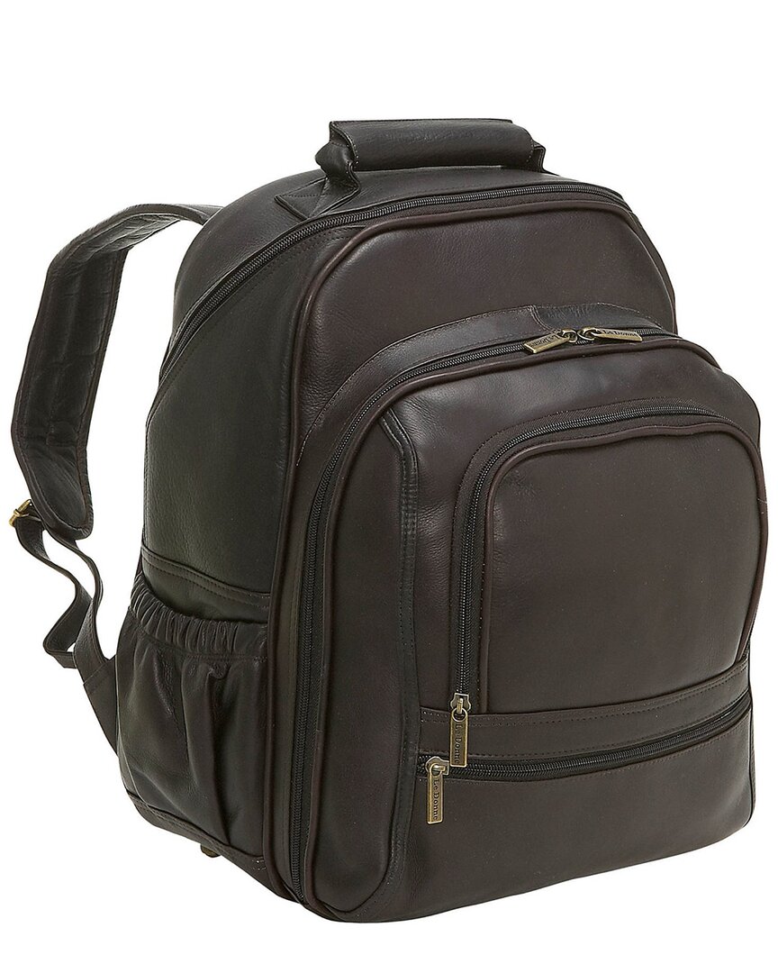 Le Donne Large Leather Laptop Backpack In Brown