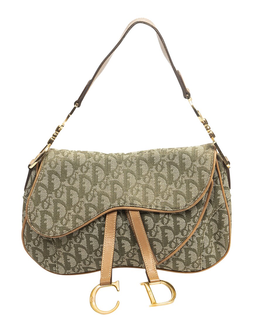 Dior Limited Edition Green Canvas By John Galliano Issimo Double Saddle  Bag (authentic Pre-owne