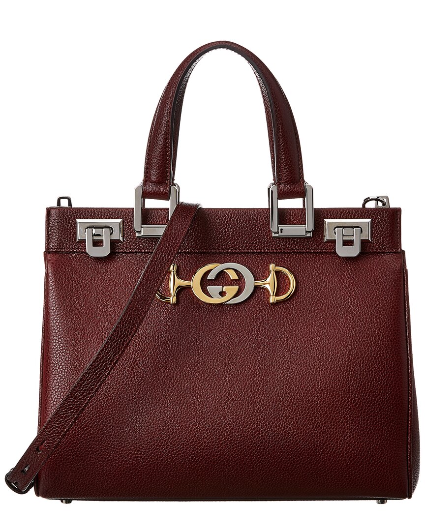 Gucci Zumi Small Leather Top Handle Shoulder Bag In Burgundy