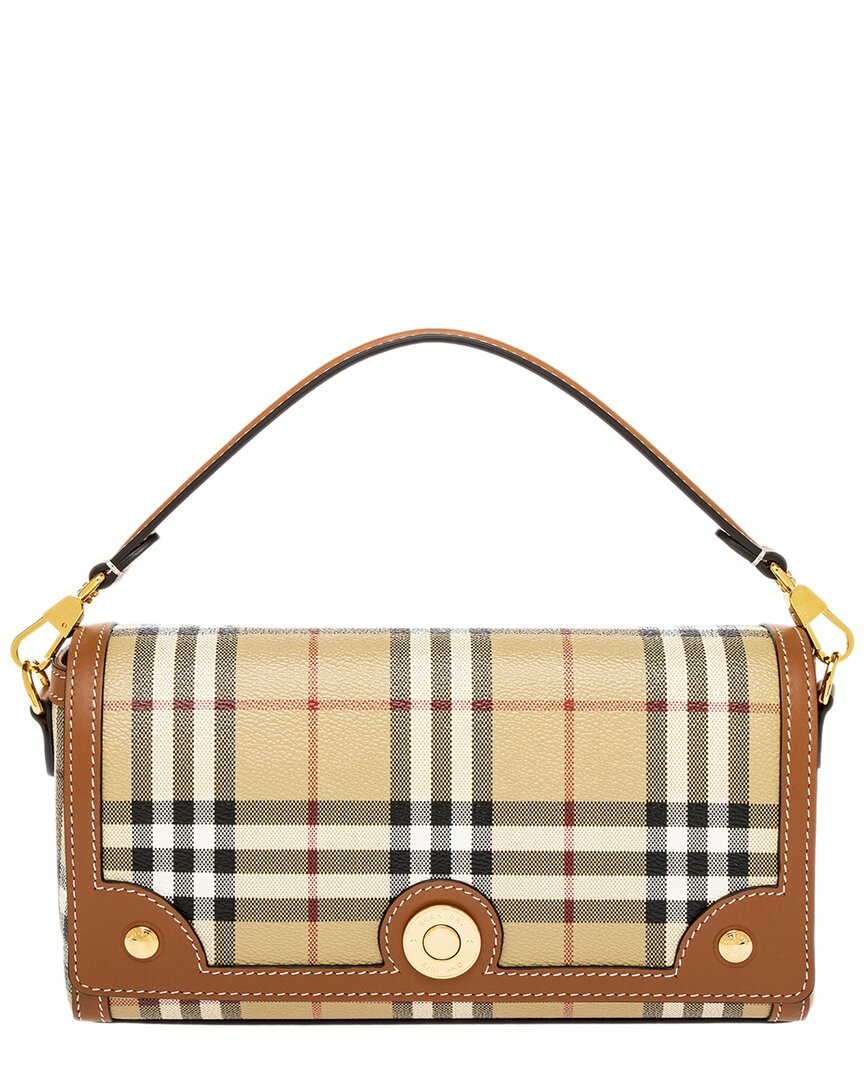 Shop Burberry Check Canvas & Leather Shoulder Bag In Brown