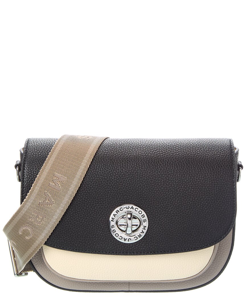 Marc Jacobs Cb Signet Turnlock Leather Saddle Bag In Gray