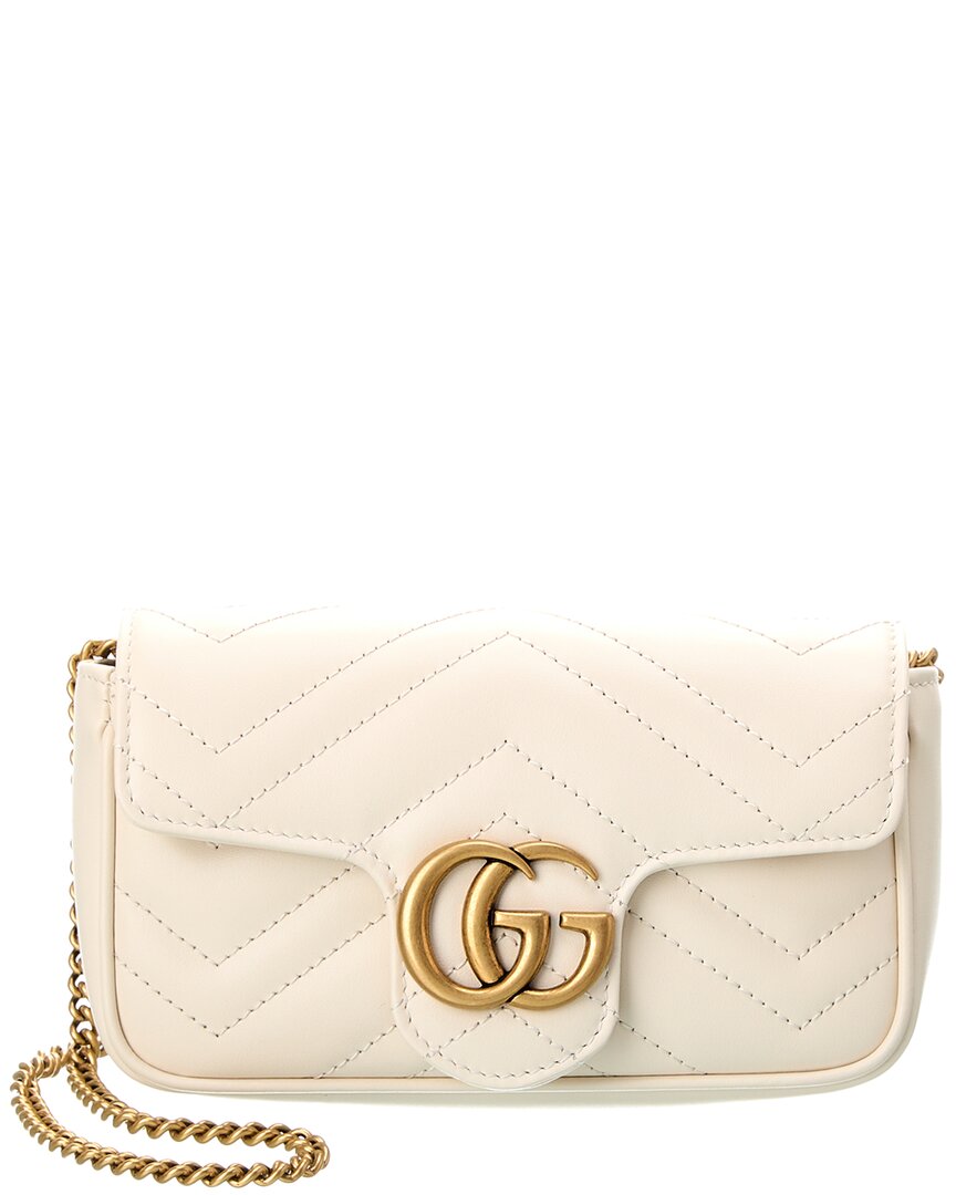 Gucci Gg Marmont Super Mini Matelasse Leather Shoulder Bag In White