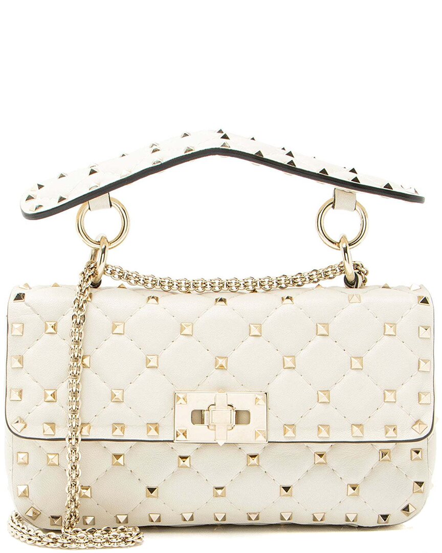 Valentino Garavani Valentino White Calfskin Rockstud Spike Up Chain Small Shoulder Bag (authentic  Pre-loved)