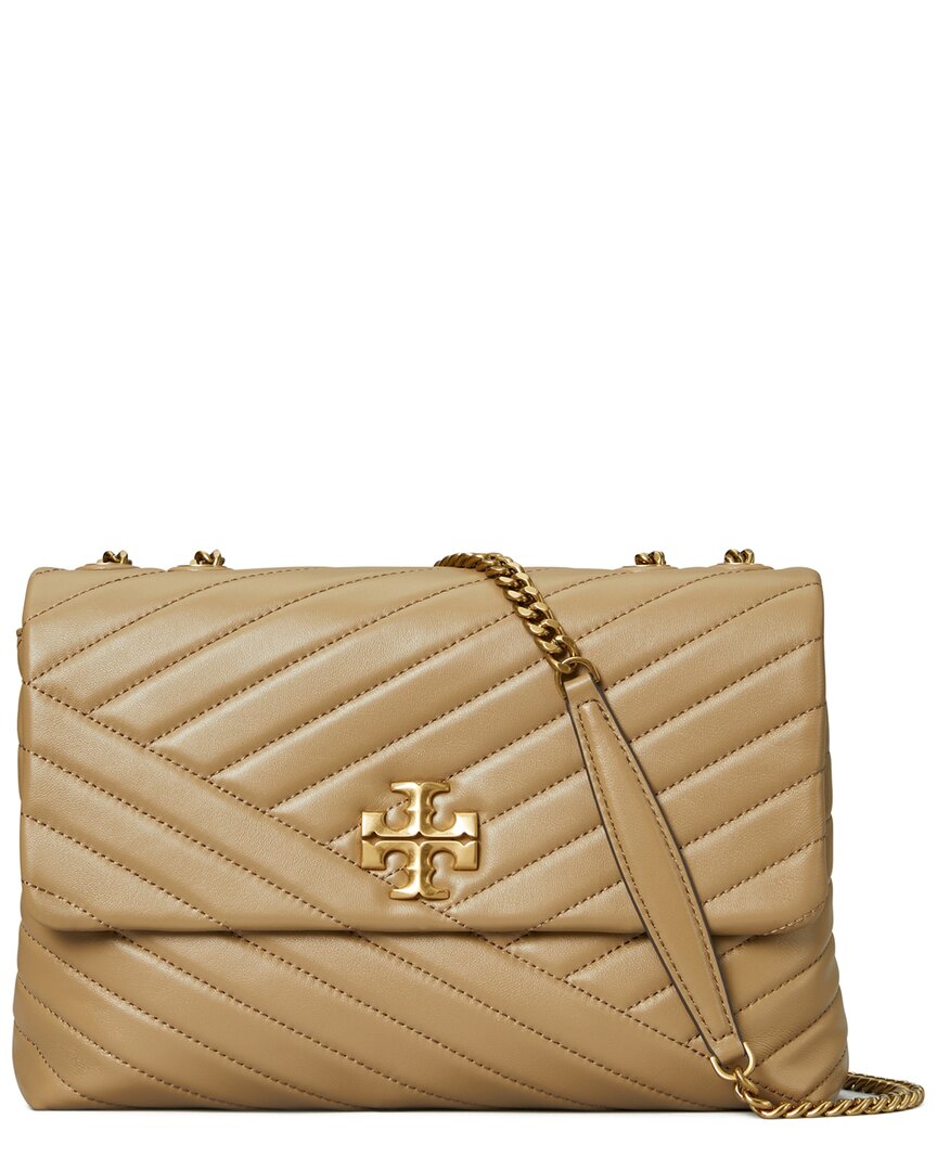 Tory Burch Kira Chevron Small Leather Convertible Shoulder Bag In Grey