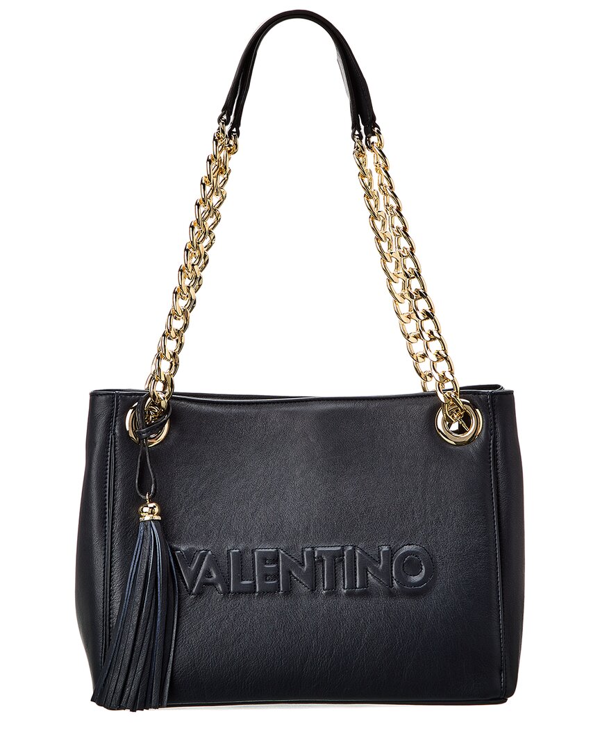 Shop Valentino By Mario Valentino Luisa Embossed Leather Shoulder Bag In Blue