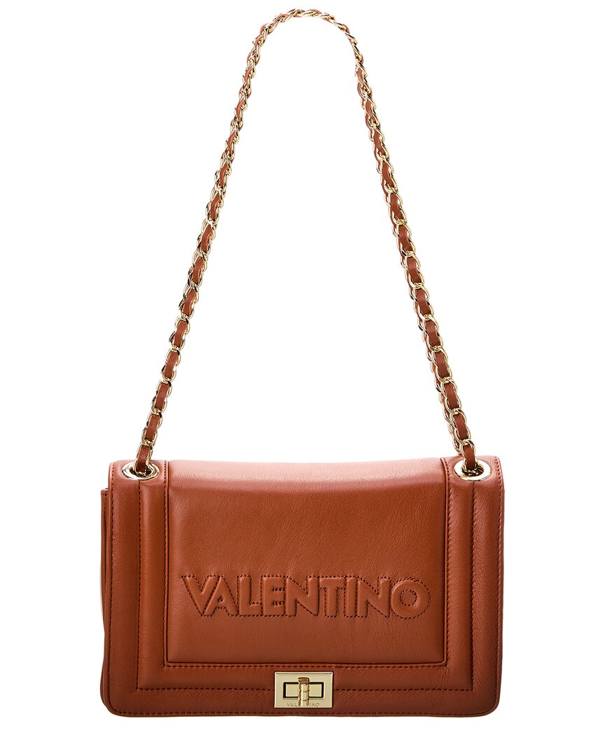 Valentino By Mario Valentino Alice Embossed Leather Shoulder Bag In Brown