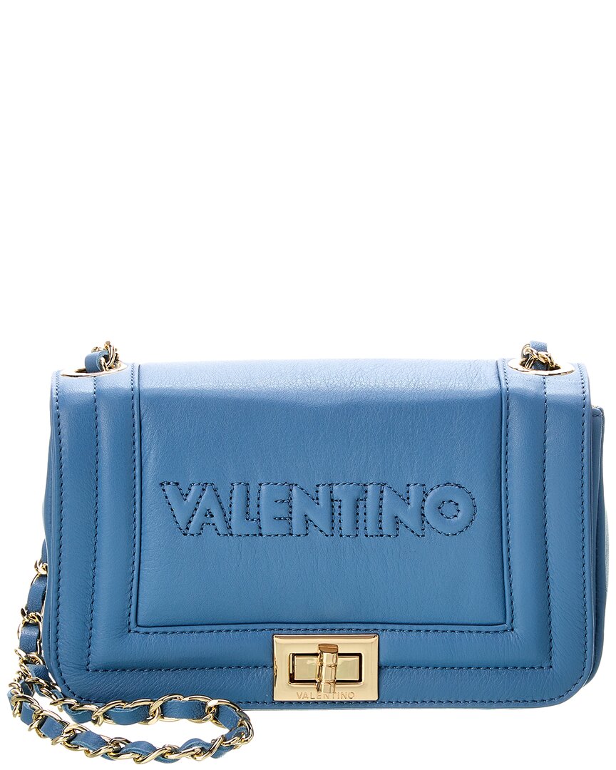 Shop Valentino By Mario Valentino Beatriz Embossed Leather Shoulder Bag In Blue