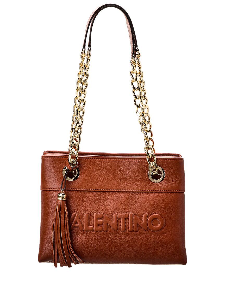Shop Valentino By Mario Valentino Kali Embossed Leather Shoulder Bag In Brown