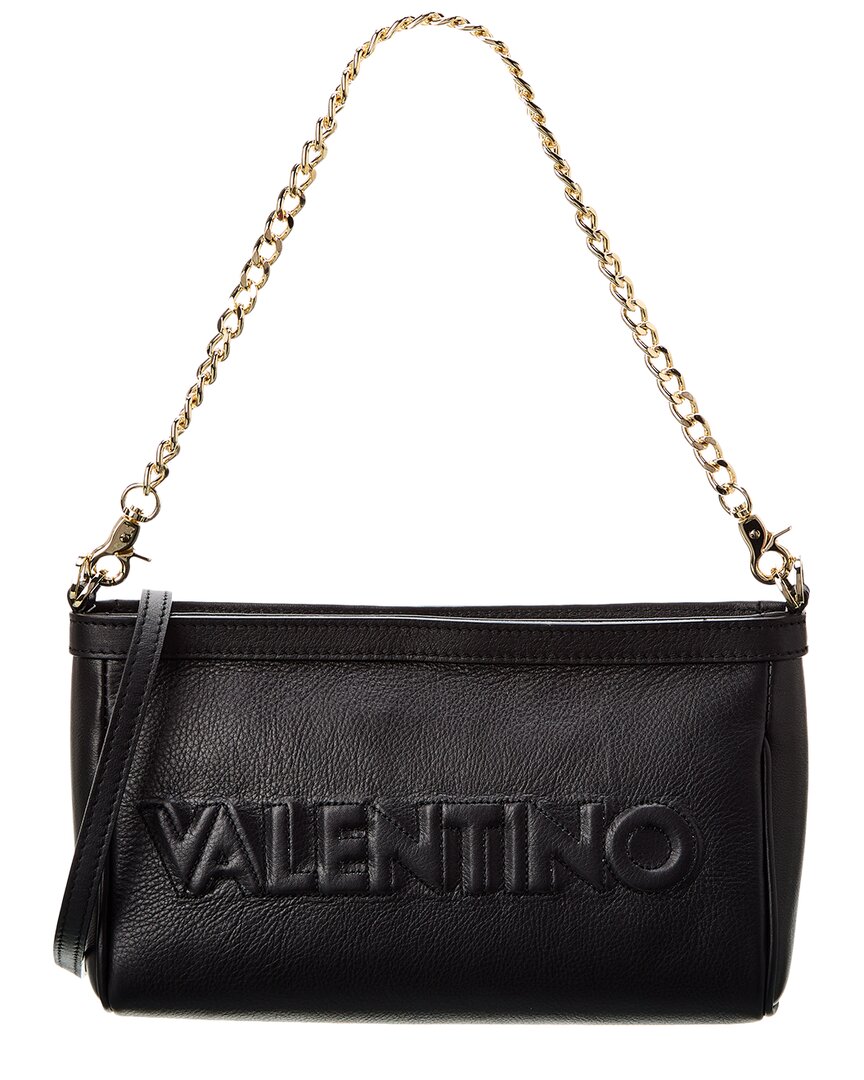 Shop Valentino By Mario Valentino Celia Embossed Leather Shoulder Bag In Black