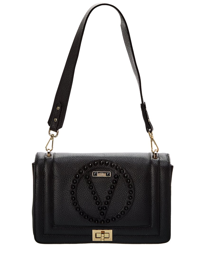 Shop Valentino By Mario Valentino Alice Rock Leather Shoulder Bag In Black