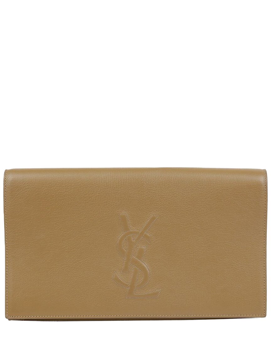Saint Laurent Brown Leather Beldjouur Clutch