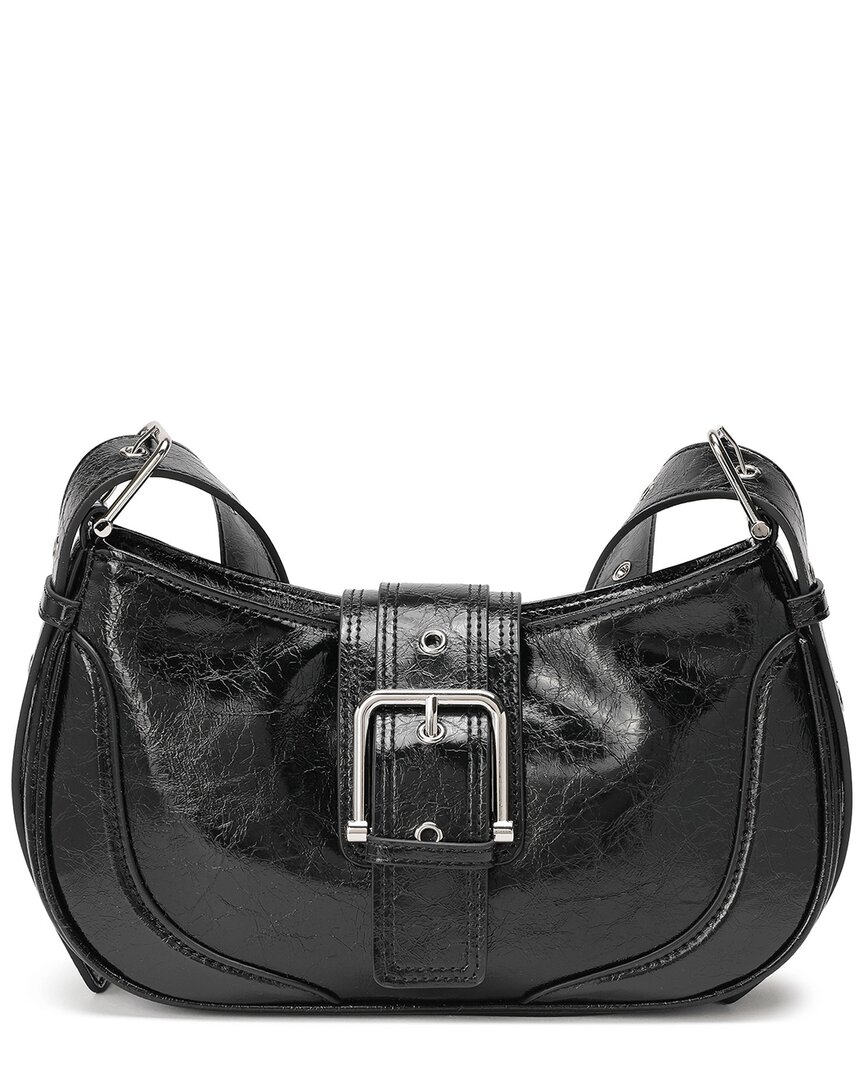 Tiffany & Fred Paris Cracked Leather Messenger Bag In Black