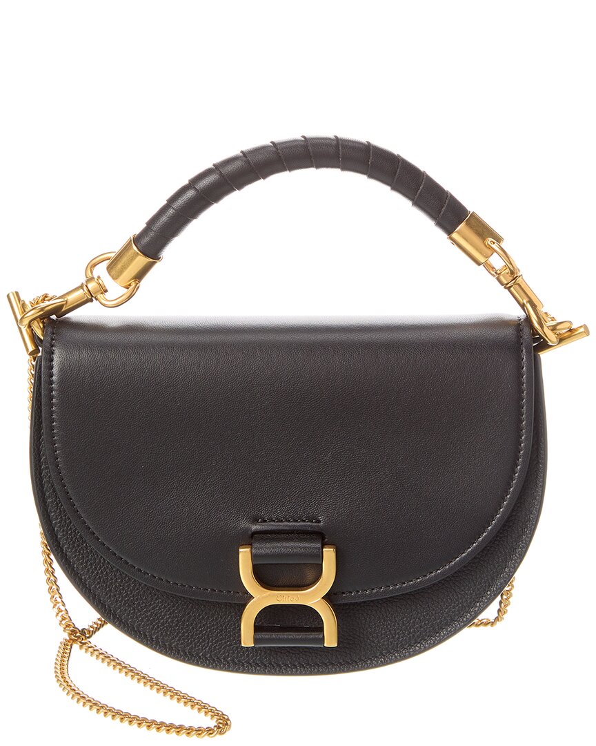 Shop Chloé Marcie Chain Flap Leather & Suede Shoulder Bag In Black