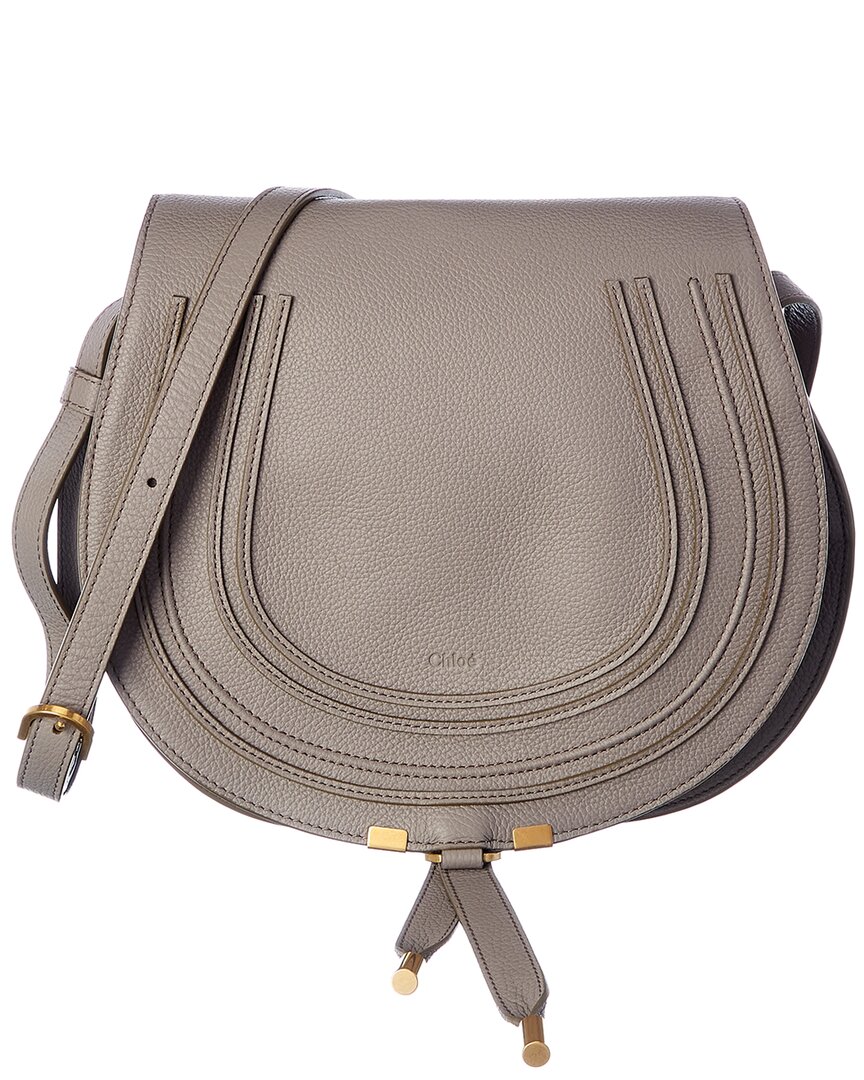 Chloé Marcie Medium Saddle Bag Grey In Grey
