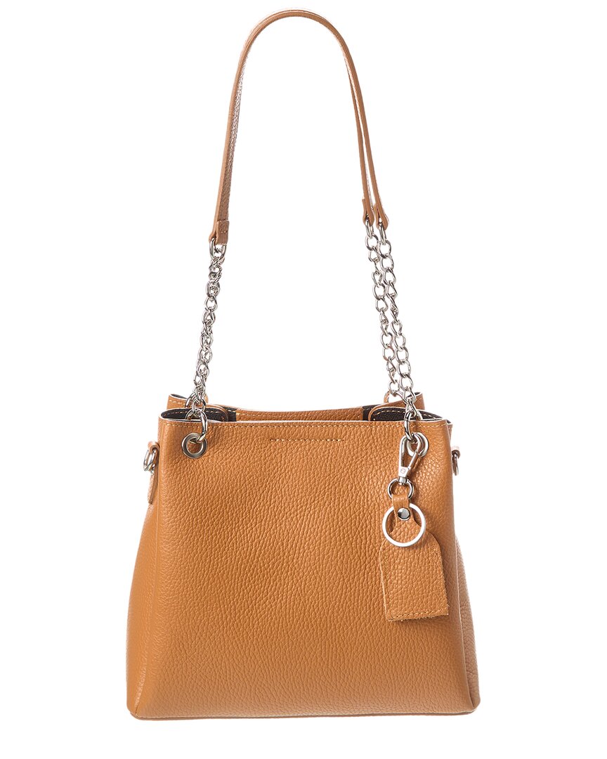 Shop Italian Leather Top Handle Bag In Brown