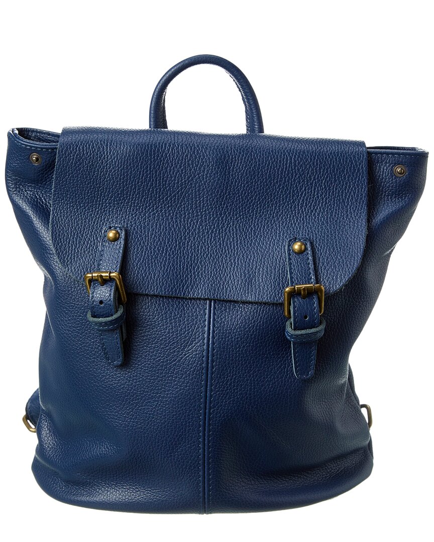 Shop Italian Leather Backpack In Blue